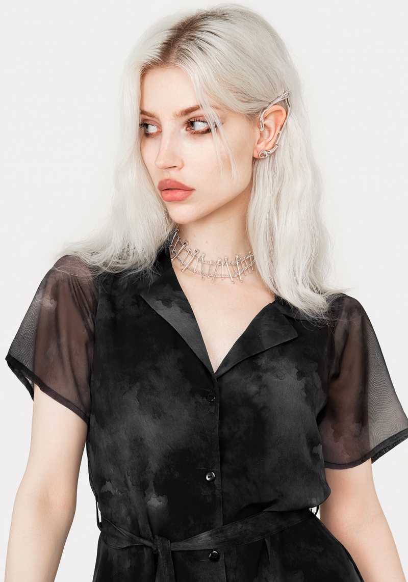 Disturbia Tempest Midi Tie Pasem Shirt Šaty | QI1924536