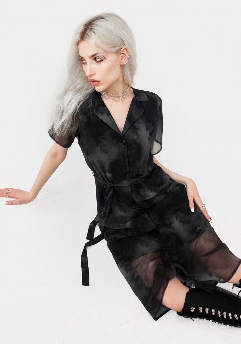 Disturbia Tempest Midi Tie Pasem Shirt Šaty | QI1924536