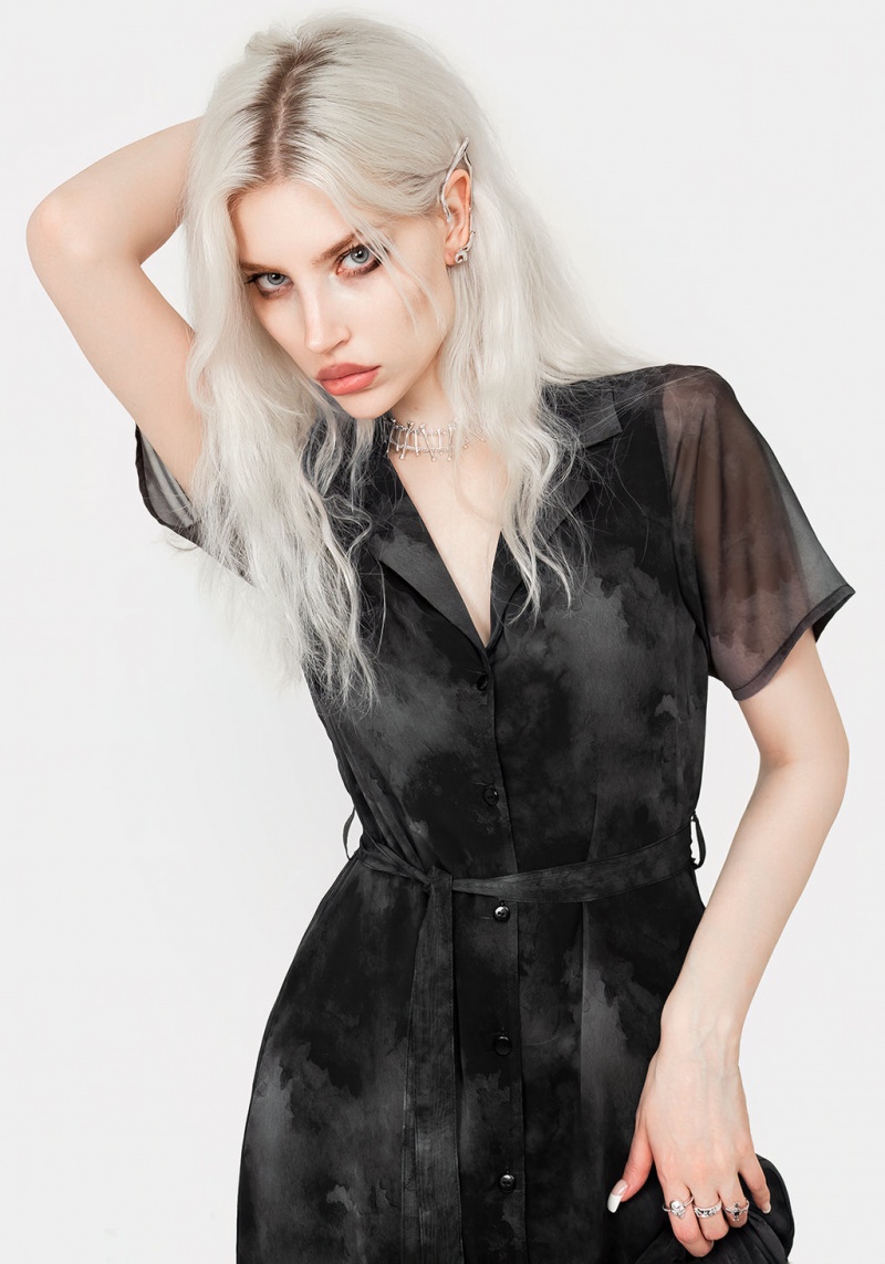 Disturbia Tempest Midi Tie Pasem Shirt Šaty | QI1924536