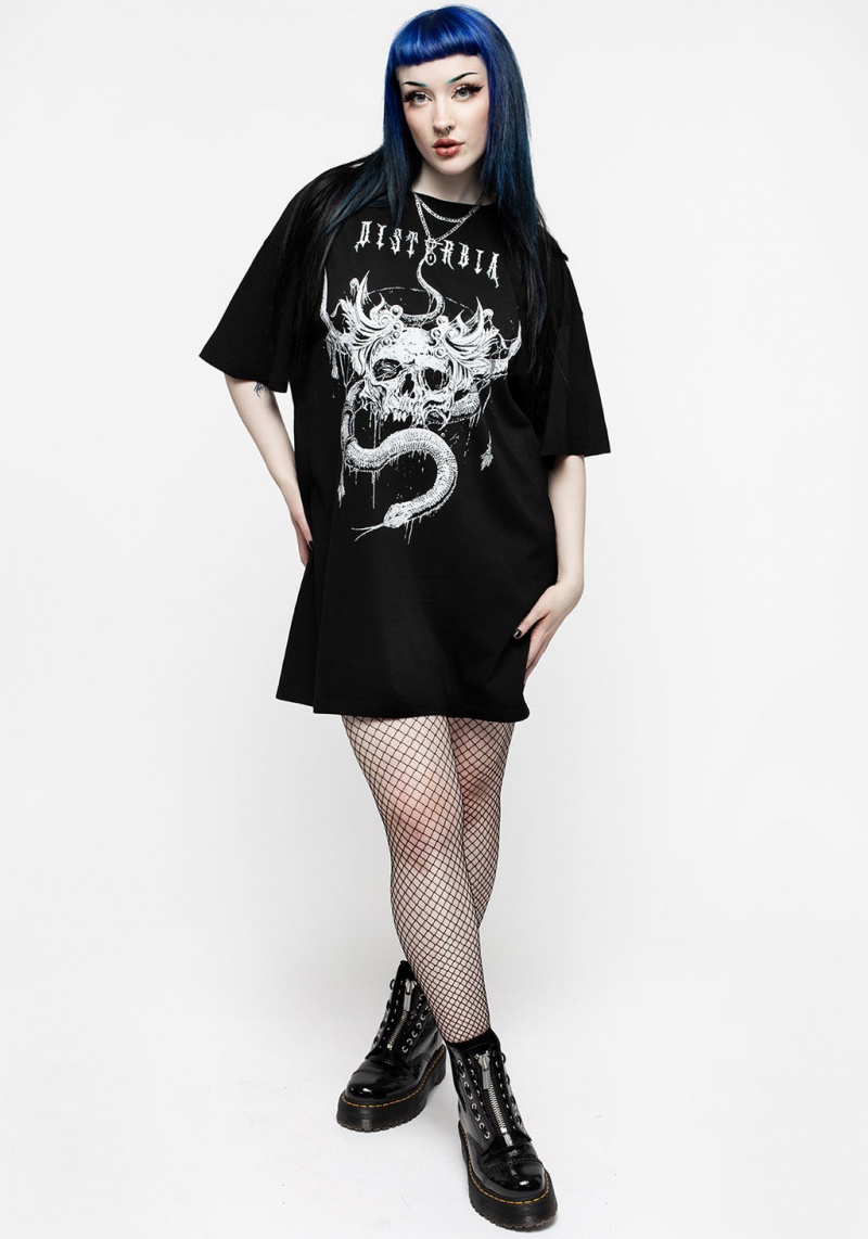 Disturbia Temptation Snakes Oversized Tee Šaty | GA6795831