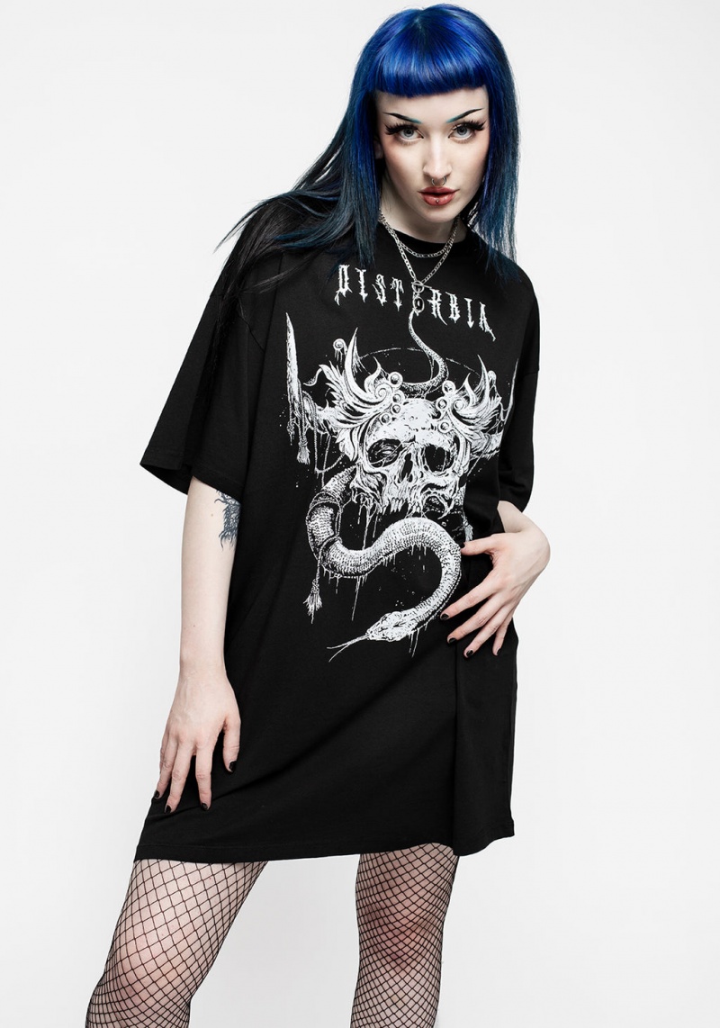 Disturbia Temptation Snakes Oversized Tee Šaty | GA6795831