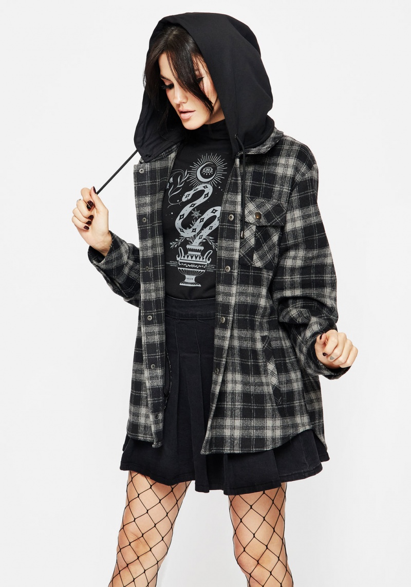 Disturbia Unplugged Check Shacket with Removeable Hood | UF1894672