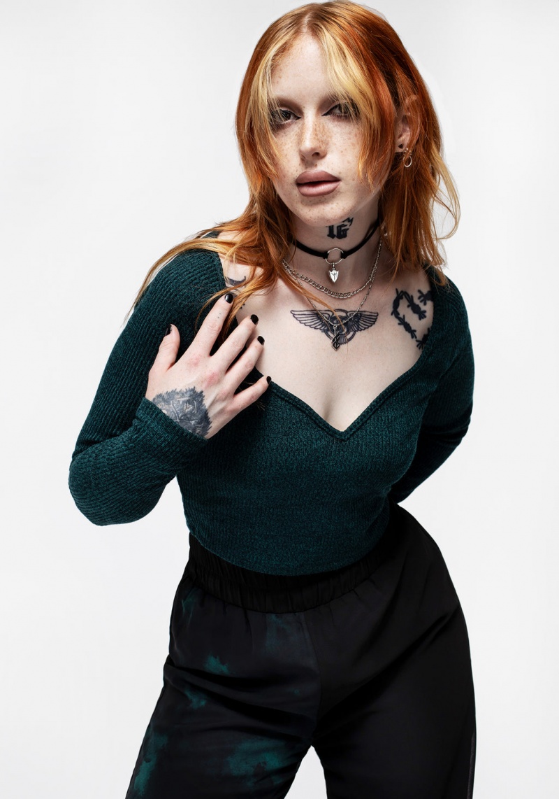 Disturbia Vendetta Long Sleeve Crop Top | SX3209816