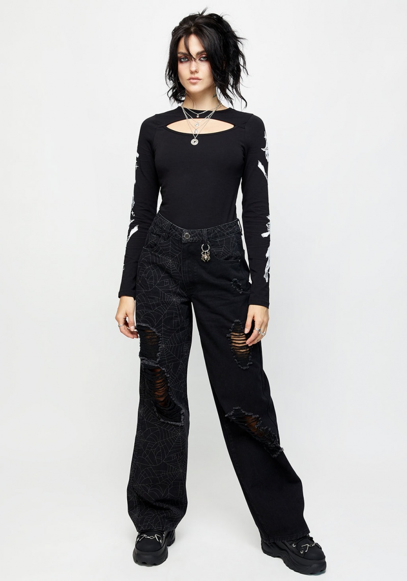 Disturbia Venom Spliced Široké Leg Jeans | OB1532947