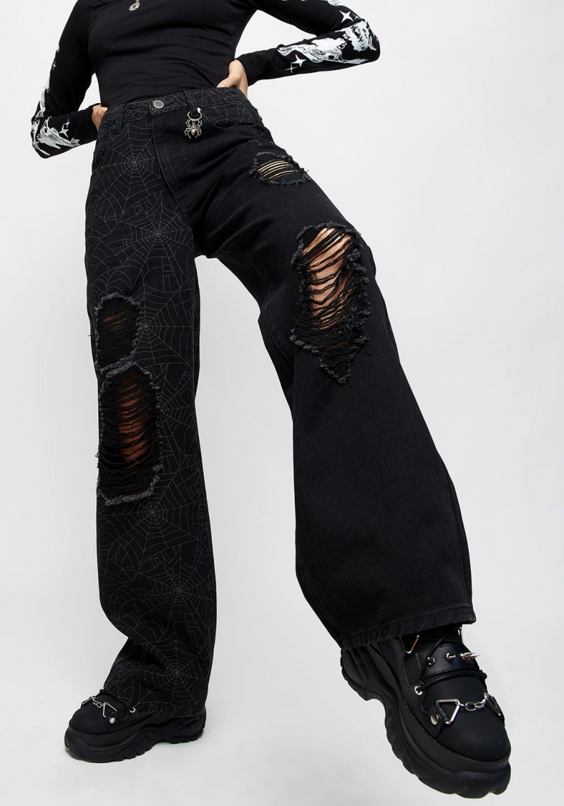 Disturbia Venom Spliced Široké Leg Jeans | OB1532947