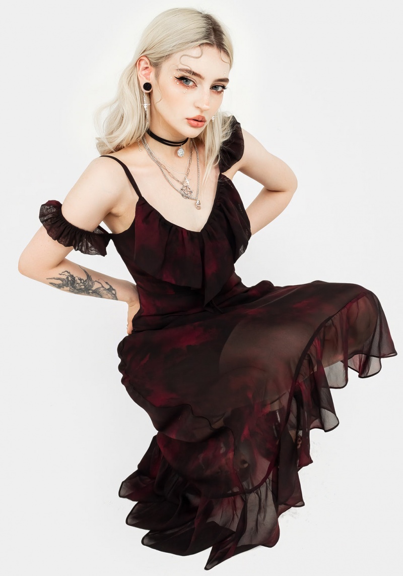 Disturbia Vesta Asymmetric Chiffon Midaxi Šaty | AT4852061