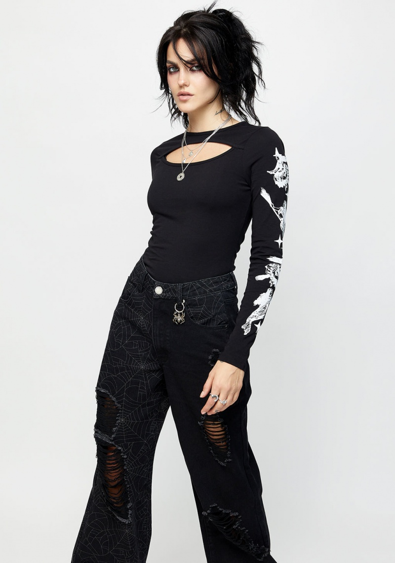 Disturbia Wolfsbane Cut Out Long Sleeve Top | OT8751032