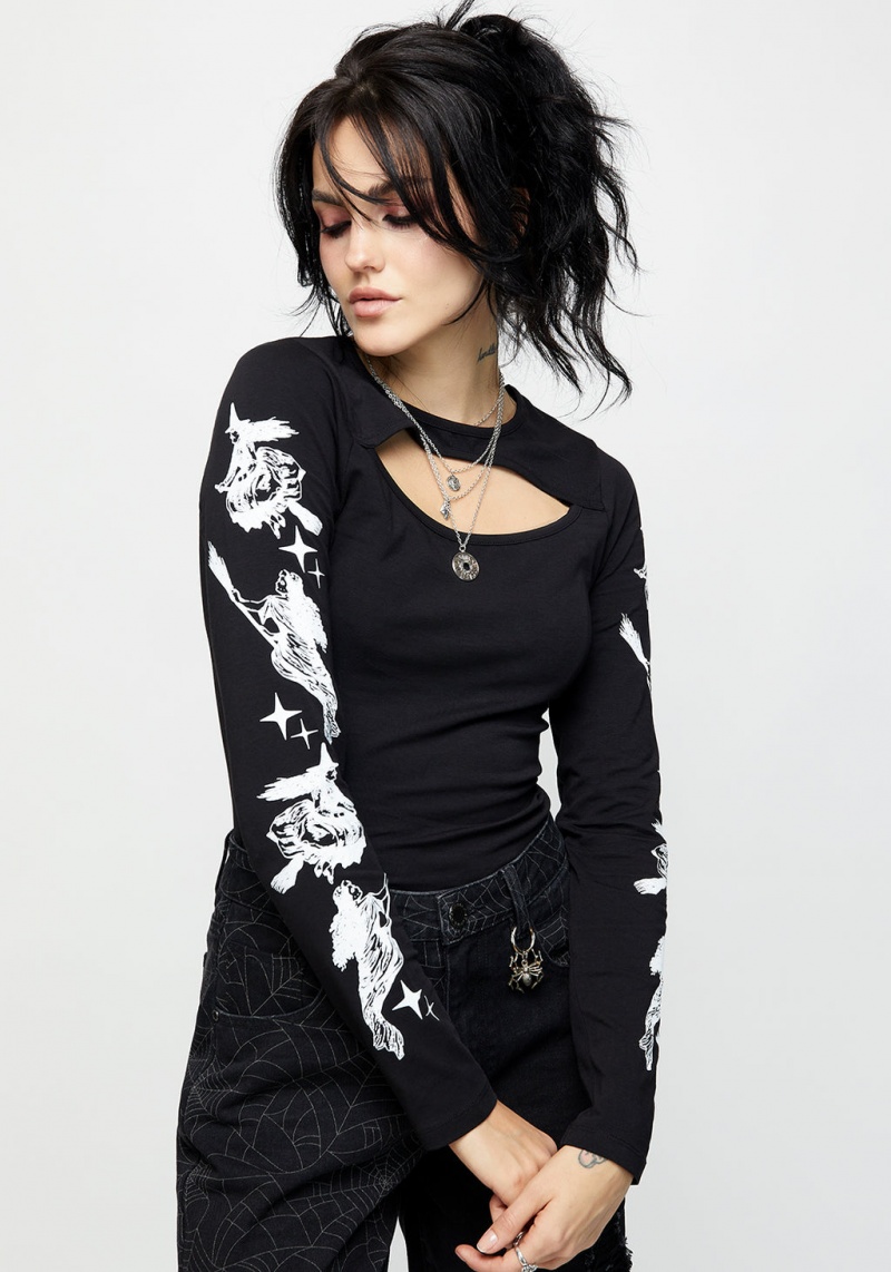 Disturbia Wolfsbane Cut Out Long Sleeve Top | OT8751032