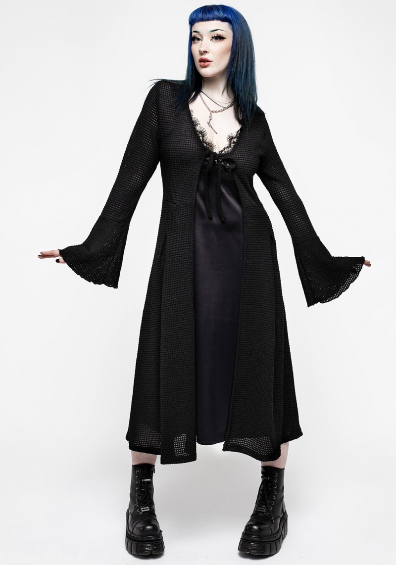 Disturbia Xana Textured Tie Front Long Cardigan | TC2519304