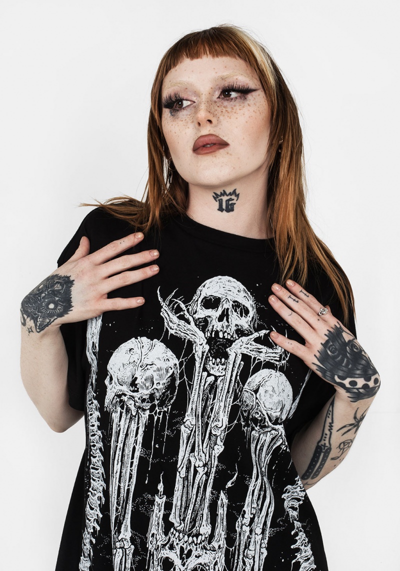 Disturbia Xenomort Krátké Sleeve T Shirt Šaty | SG7564012